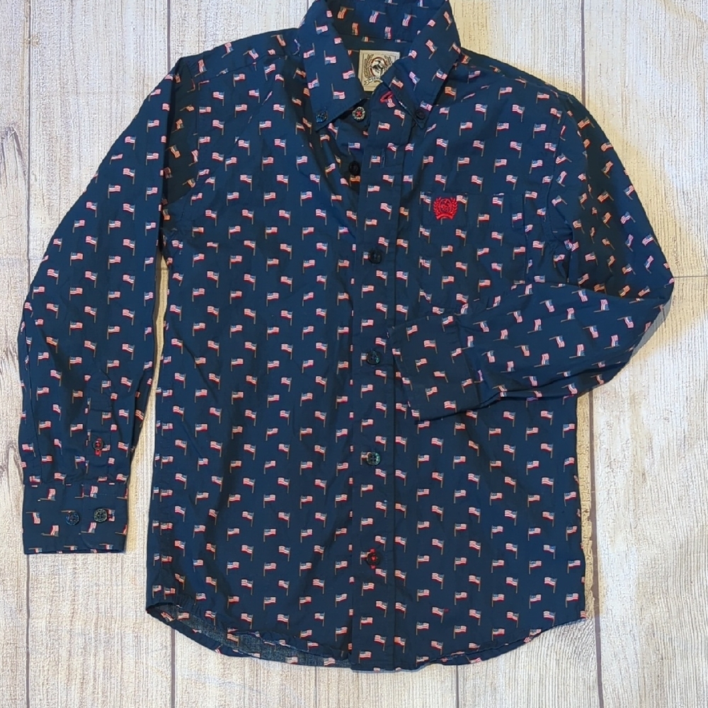 Cinch Dark Blue Toddler American Flag Shirt